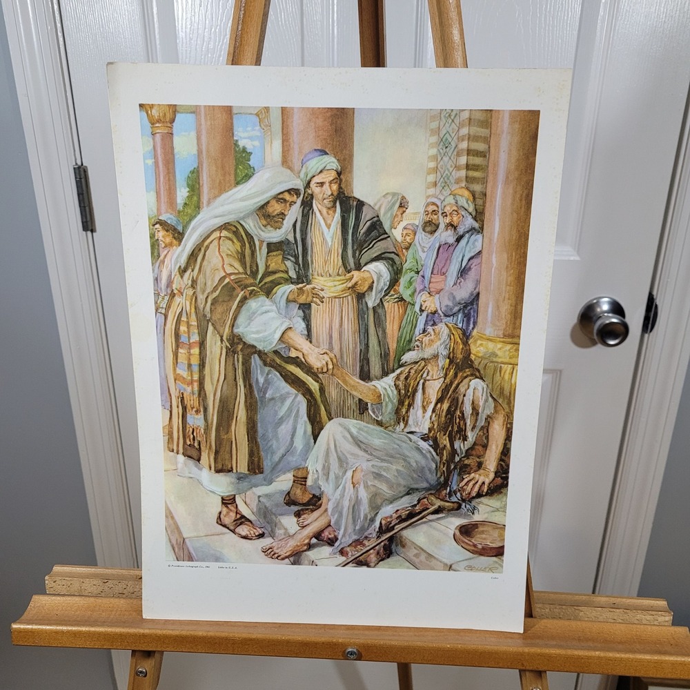 Vintage‎ 1961 Near Solomon's Porch Lithograph Peter John Bible Art Coller 12x17